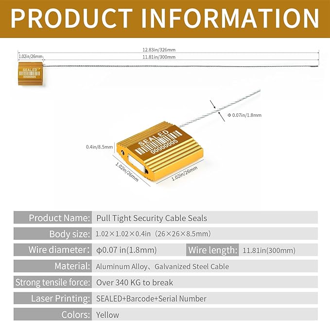 50 Yellow High Security Cable Seals - Image 3