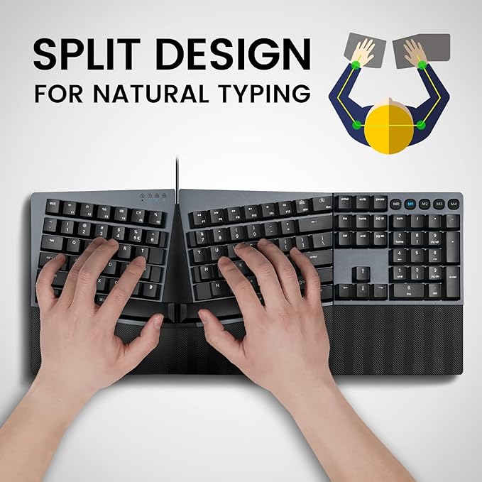 Perixx PERIBOARD-535RD Wired Ergonomic Mechanical Split Keyboard - Image 2