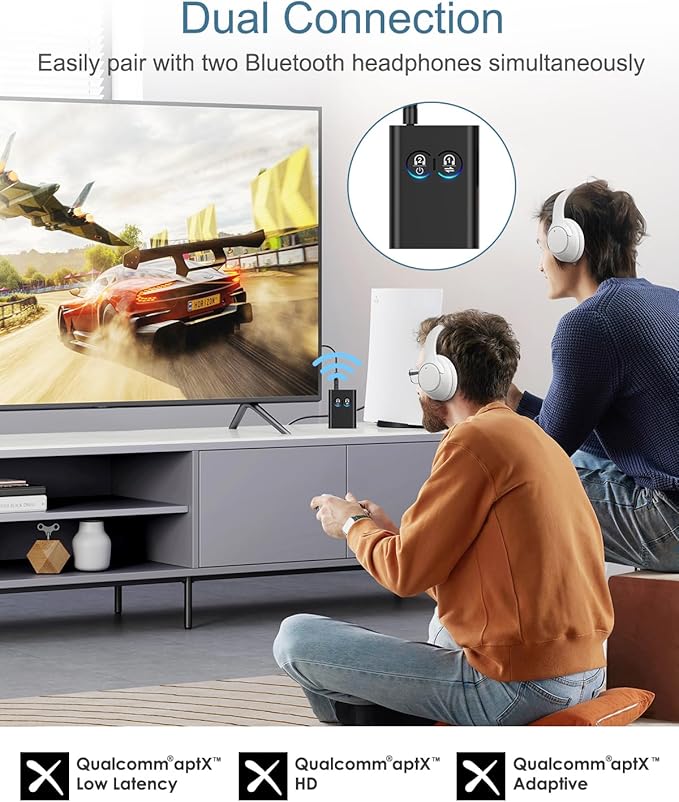Bluetooth 5.2 Transmitter Receiver, Upgraded 2-in-1 Airplane Wireless Adapter - Image 6