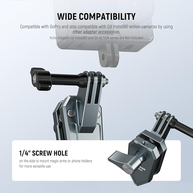 NEEWER Motorcycle Windshield Action Camera Clamp Mount, Aluminum Alloy Clip - Image 3