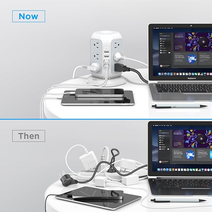 Power Strip Tower with USB Ports-AiJoy Surge Protector with 12 AC Outlet and 4 - Image 5