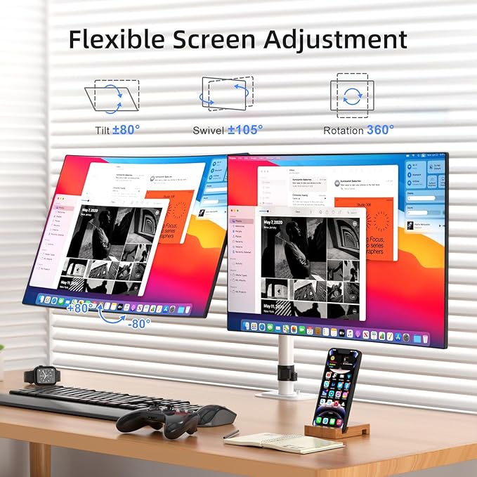 Suptek Dual Monitor Desk Mount, Adjustable Dual Monitor Arm - Image 7