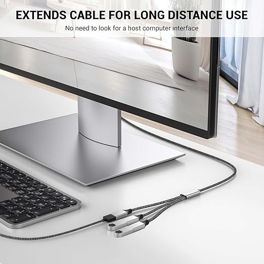 3.3FT USB A Male to 3 Female Extension Cable, USB Splitter 1 in 3 Out Support - Image 3