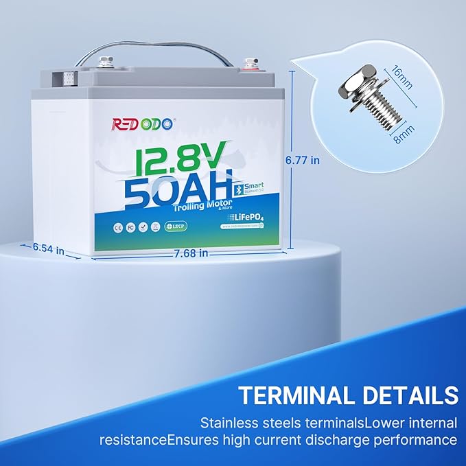 Redodo Smart Bluetooth 12V 50Ah LiFePO4 Lithium Battery - Image 3