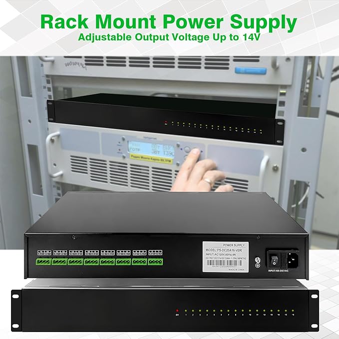 DC 16 Channel VBR CCTV 12V 20A Distributed Power Supply Rack Mount, PTC Reset - Image 6
