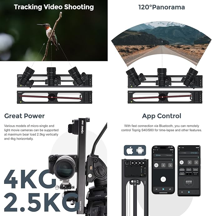 Accsoon Toprig S40 Motorized Camera Slider 40cm/16 App Wireless Control Carbon - Image 5