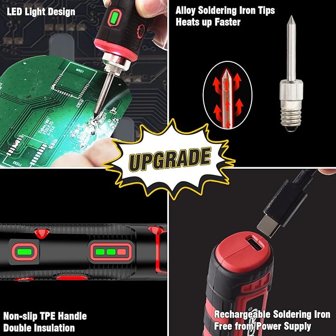 FrogBro Upgrade 11W 2500mAh Cordless Soldering Iron Kit, Max 968℉ Fast Heating - Image 4