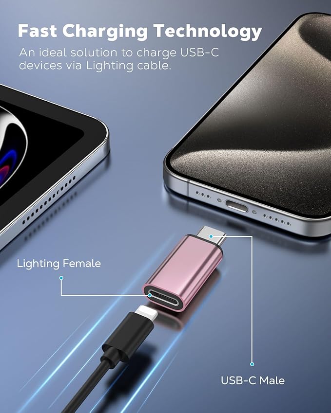 MoKo 4 Pack Lightning Female to USB C Male Adapter, USB-C Lightning Adapter - Image 3