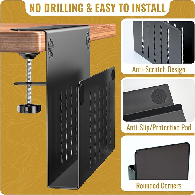 Desk Side Storage – Heavy-Duty Steel Laptop Holder Desk Attachment - Image 3