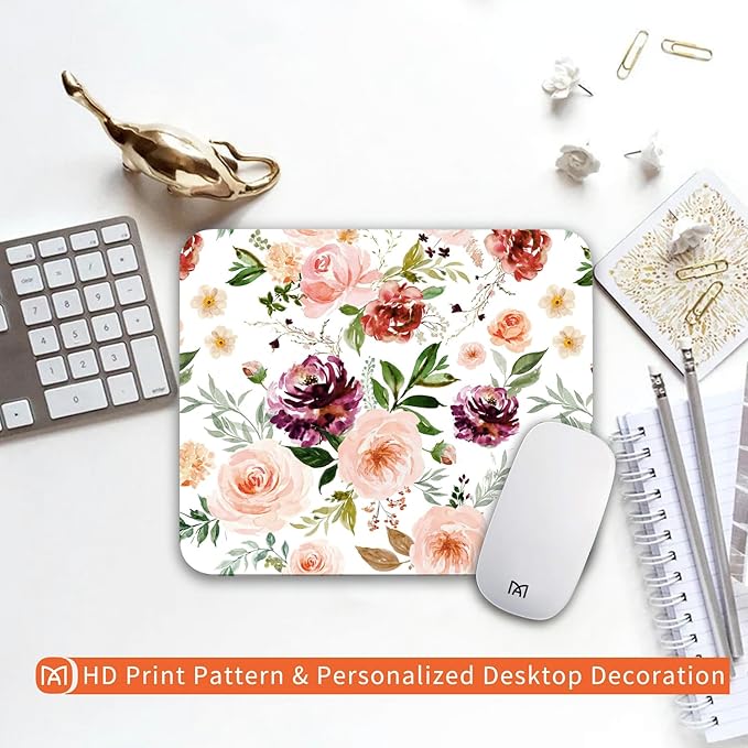 Square Mouse Pad Pretty Floral, Personalized Premium-Textured Custom Mouse Mat - Image 6