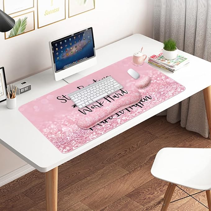 Keyboard Mouse Pad Set, Extended Mouse Pad+Keyboard Wrist Rest Support - Image 6