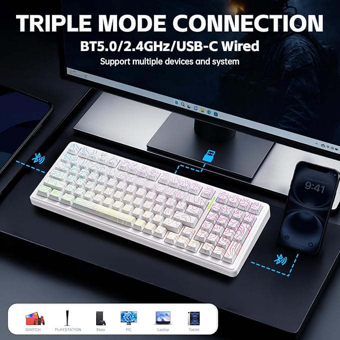 x AULA F99 Keyboard Gaming, Wireless Mechanical Keyboards, Hot Swappable Custom - Image 3