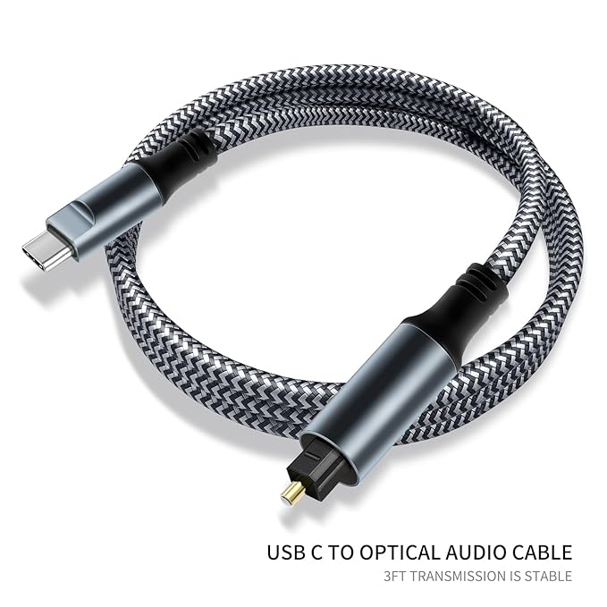 Kumiho Braided USB C to Optical Audio Cable 3Ft USB C to Toslink Optical Cable - Image 7