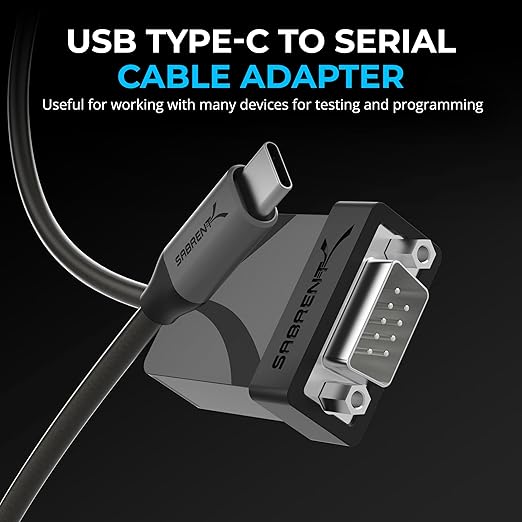SABRENT USB-C to DB9 Serial RS-232 Adapter Cable 3FT, Prolific PL2303GS Chipset - Image 2