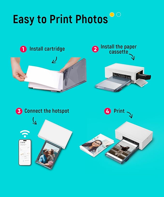 Liene 4x6'' Photo Printer, Wi-Fi Picture Printer, 20 Sheets, Full-Color Photo - Image 8