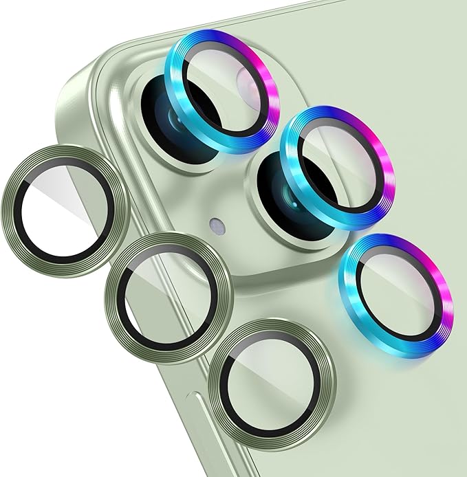 AGVEE 3+3 6 Pack for iPhone 15 6.1" / 15 Plus 6.7" Camera Lens Cover Protector by AGVEE