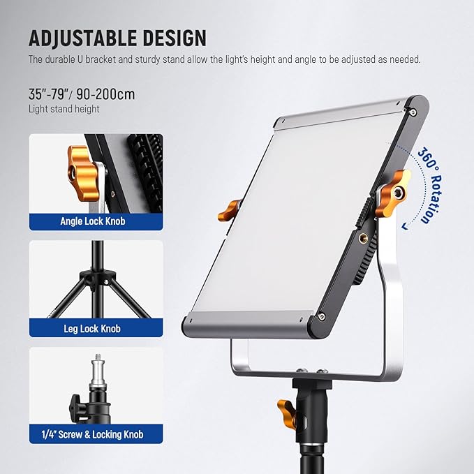 NEEWER 2 Pack Bi Color Dimmable 480 LED Video Light Kit, 28W 3200-5600K CRI96+ - Image 5