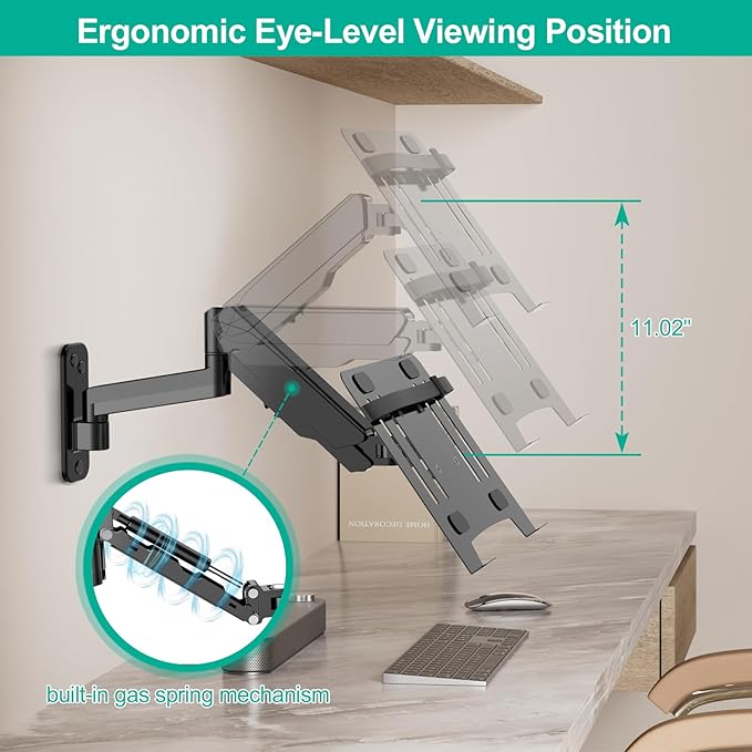 Laptop Wall Mount, 2-in-1 Gas Spring Wall Holder - Image 4