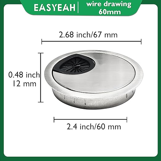 2 Pcs Desk Grommet 2-3/8" / 60 mm, Desk Cord Hole Cover, Cable Grommet Metal - Image 8