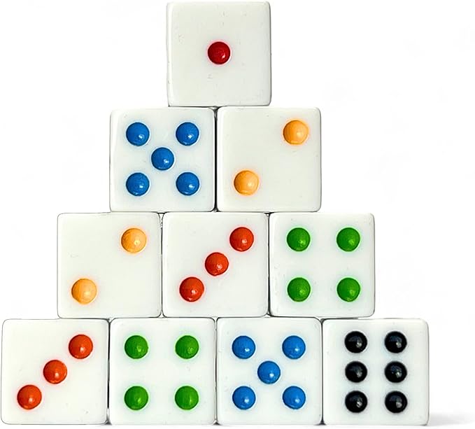 Luck Lab 10 Piece D6 Multicolor Pip Dice Pack by LuckLab