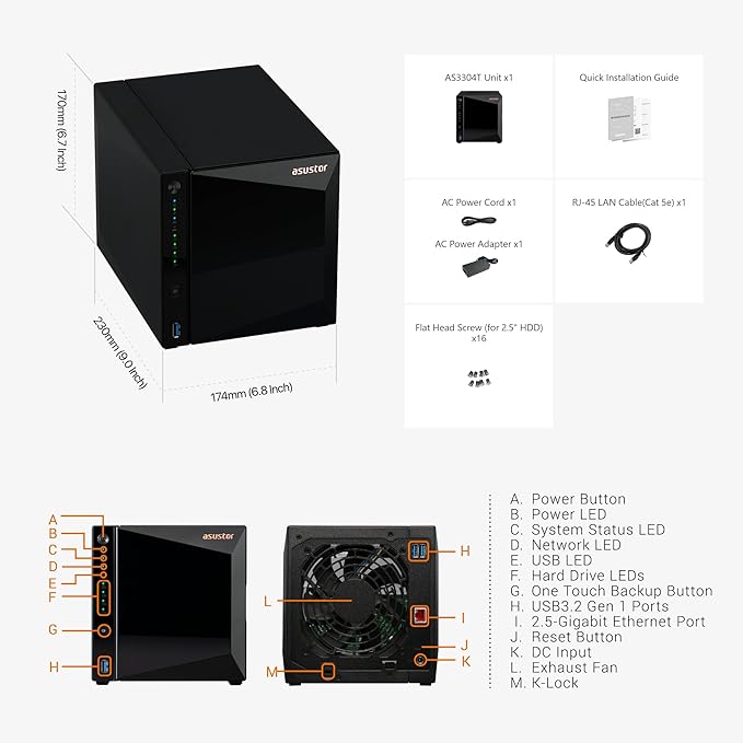 Asustor Drivestor 4 Pro Gen2 AS3304T v2, 4 Bay NAS, 1.7GHz Quad-Core, 2.5GbE - Image 7