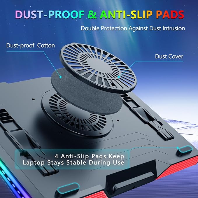 LIANGSTAR Gaming Laptop Cooling Pad, RGB Laptop Cooler - Image 5