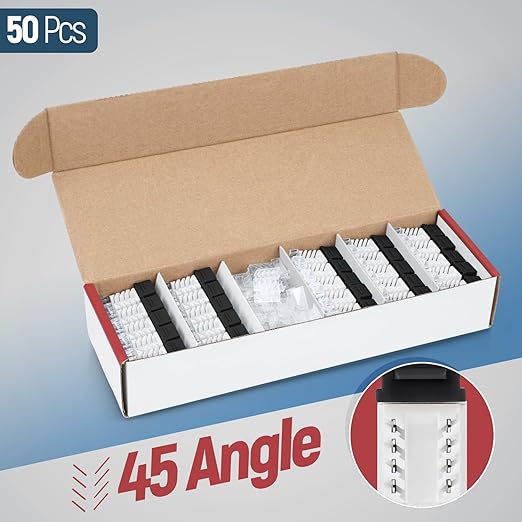 Everest 45° Angled RJ45 Cat6 Keystone Jacks 50-Pack in Black - Image 2