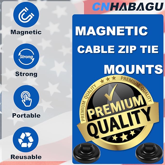 Magnetic Cable Zip Tie Mounts Clips Multipurpose Zip Ties Mount Base Holder - Image 2