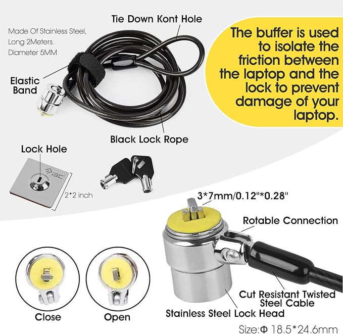 I3C Laptop Cable Lock Hardware Security Cable Lock Anti Theft Combination Lock - Image 2