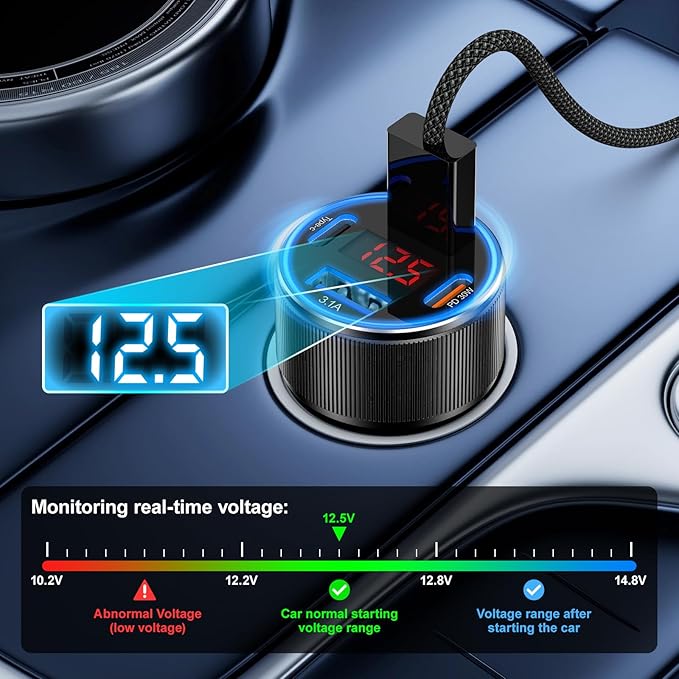 Car Phone Charger, Besgoods USB C Car Charger Adapter 4 Ports - Image 4