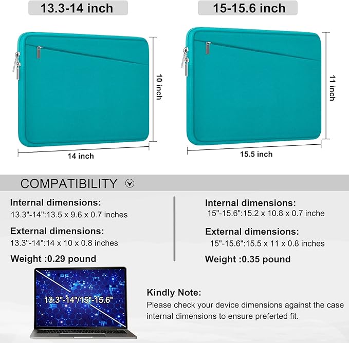 Laptop Sleeve Bag 15.6 inch, Durable Computer Carrying Bag Protective Case - Image 6