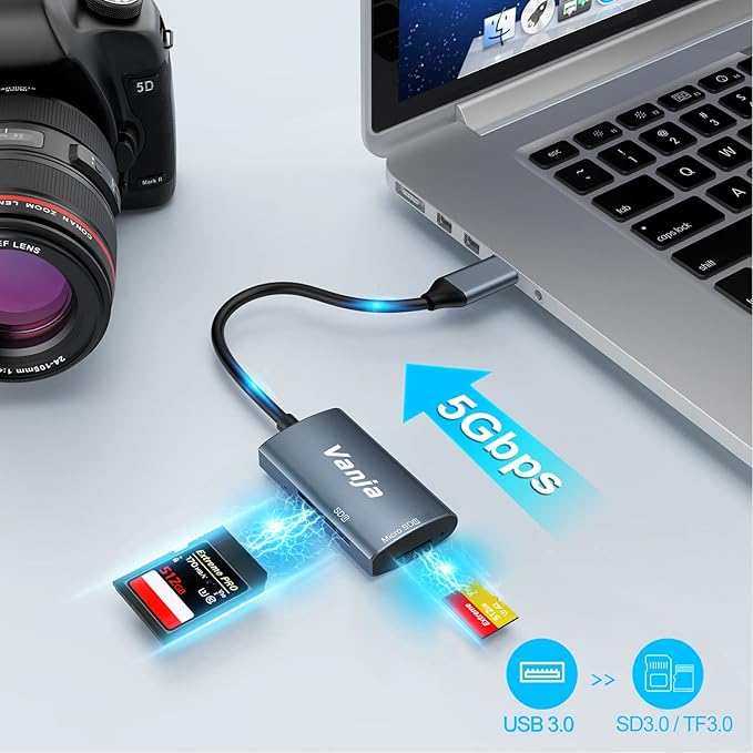 Vanja SD Card Reader USB C, High-Speed USB 3.0 Micro SD Card Adapter - Image 2