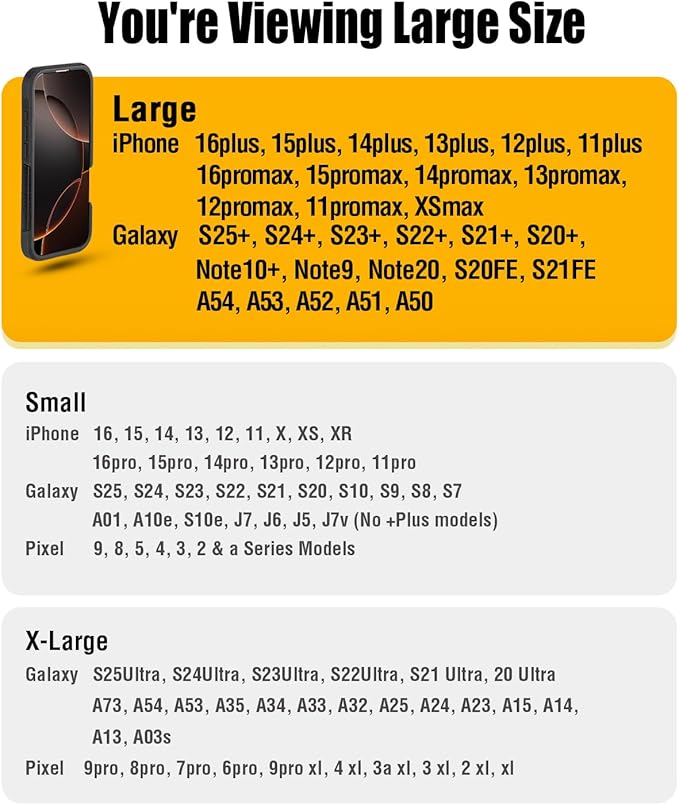 Case for Large iPhone Plus, Pro Max 16 15 14 13 12 11 XS, Samsung Galaxy S25+ - Image 4