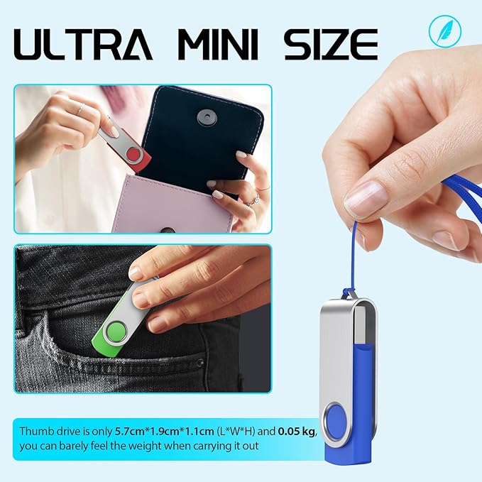 FEBNISCTE Thumb Drive 4GB 10 Pack USB Flash Drives Bulk, Swivel Jump Drive 4 GB - Image 5