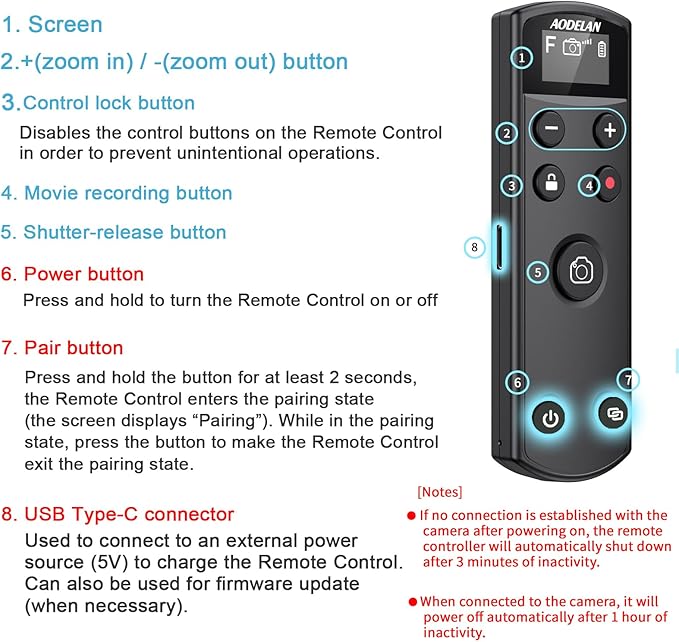 Remote Control for Fujifilm Camera, USB-C Rechargeable Wireless Shutter Release - Image 6