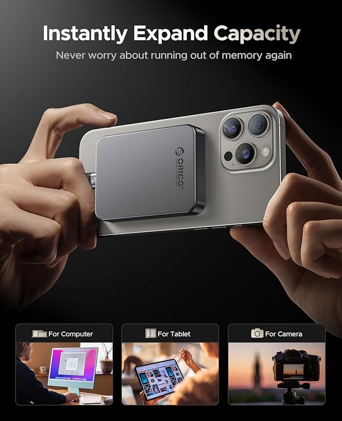 ORICO 512GB Magnetic Portable SSD, Aluminum Alloy, 4K 120 fps ProRes HDR Record - Image 3