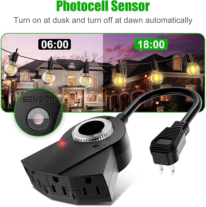 Outdoor Light Timer Waterproof, 24 Hours Plug in Timer - Image 2