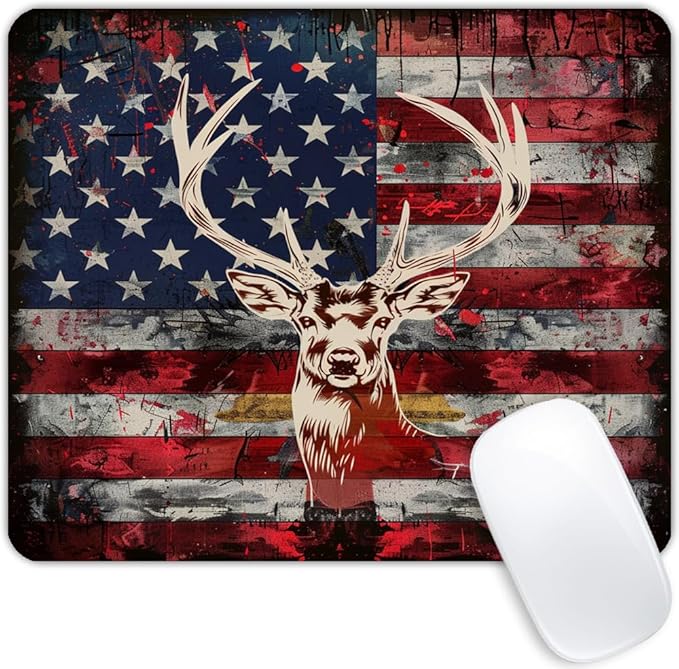 Square Mouse Pad Colorful Deer and National Flag-1, Gaming Mouse Pads by Goodsprout