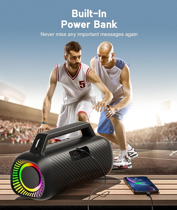 Ortizan Portable Bluetooth Speaker Loud, 80W Peak, Bass Up, 20H Playtime - Image 4