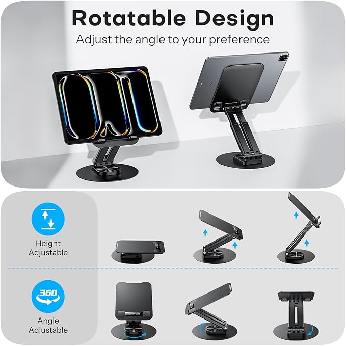 OMOTON Tablet Stand for iPad, Adjustable Tablet Holder for Desk, Portable - Image 4