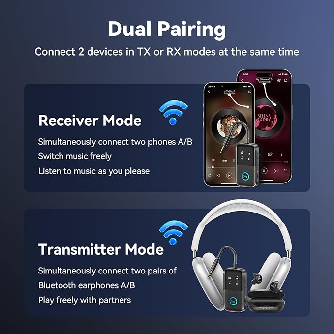 A5 Pro Bluetooth Transmitter Receiver, 2-in-1 Airplane Bluetooth Adapter - Image 5