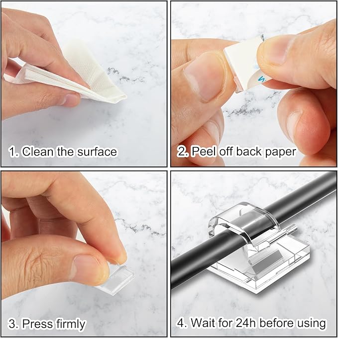65Pcs Cable Clips, Adhesive Cable Organizer Cord Holder Wire Clip Wire - Image 5