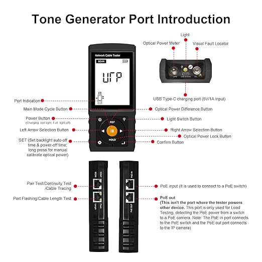 Rechargeable Digital Tone Cable Tester, WANLUTECH Tone Generator - Image 6