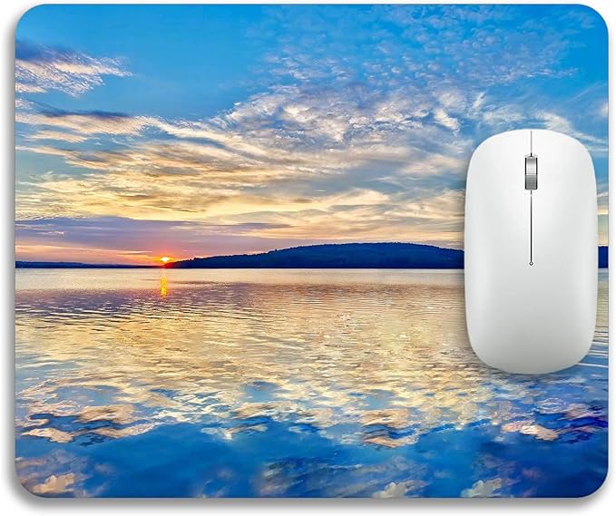 Beautiful Lake and Mountains at Sunset Mouse Pad Mat Rectangle Non-Slip Rubber - Image 2