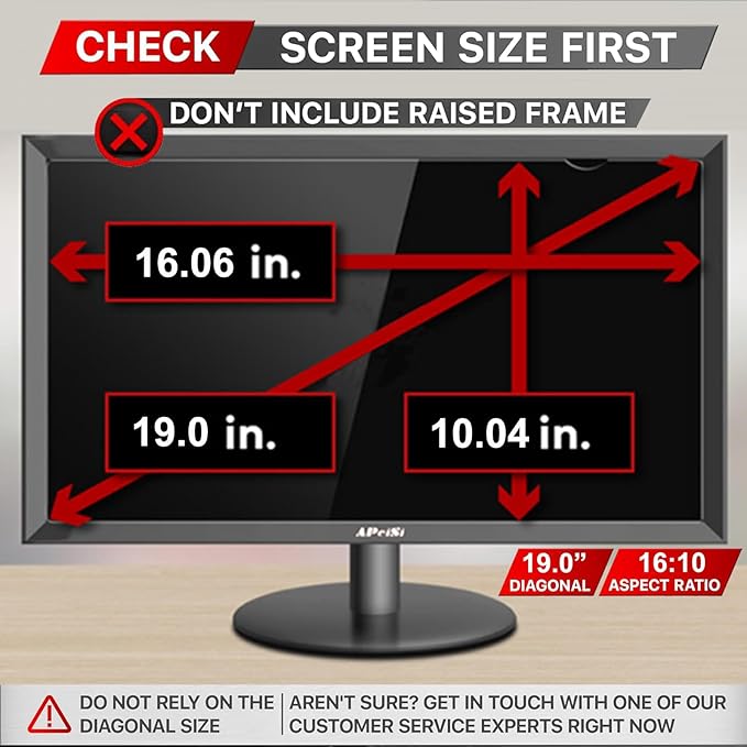 19 Inch Privacy Screen Filter for Widescreen 16:10 Monitor | Privacy Shield | - Image 2