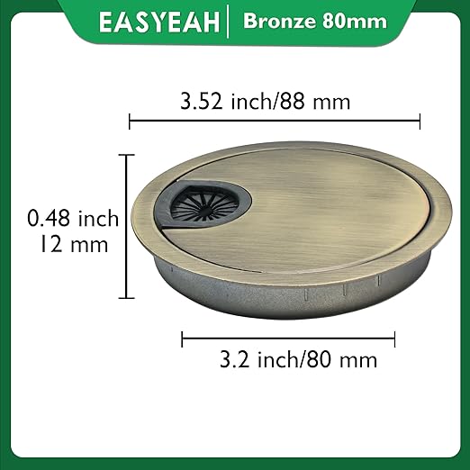 1 Pcs Desk Grommet 3-1/8" / 80 mm, Desk Cord Hole Cover, Cable Grommet Metal - Image 8