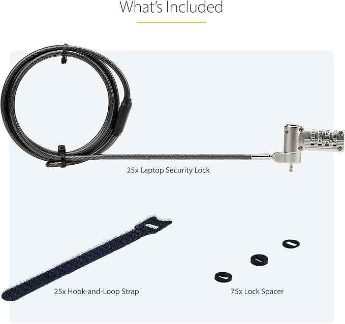 StarTech.com 25-Pack Universal Laptop Lock 6.6ft, Serialized Security Cable - Image 8