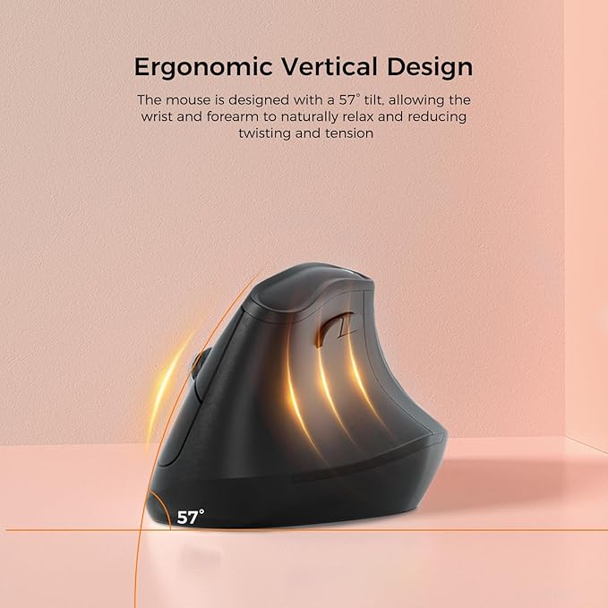 57° Ergonomic Wireless Tower Mouse, Vertical Quiet Ergo Mouse, 5 Buttons - Image 2