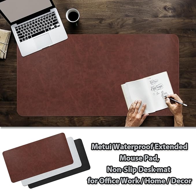 Leather Desk pad for Computer and laptops, Large Mouse pad and Keyboard mat - Image 5