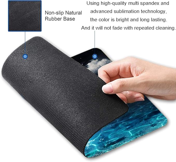 Moon Illuminating The Clear Blue Ocean Design Mouse Pad, Mouse Mat Square - Image 2
